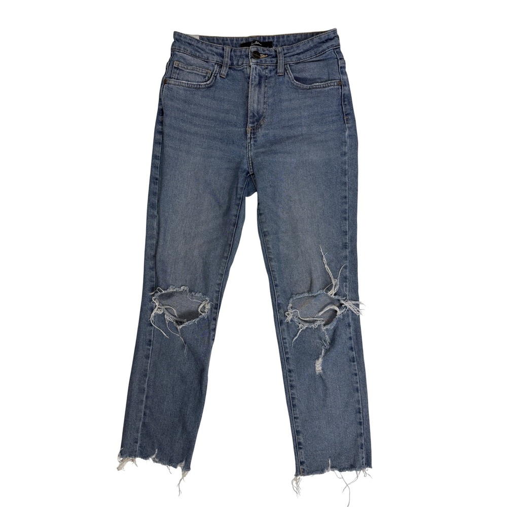 Sam Edelman High Rise Straight‎ Leg Distressed Jeans Blue Medium Wash Size 00/24